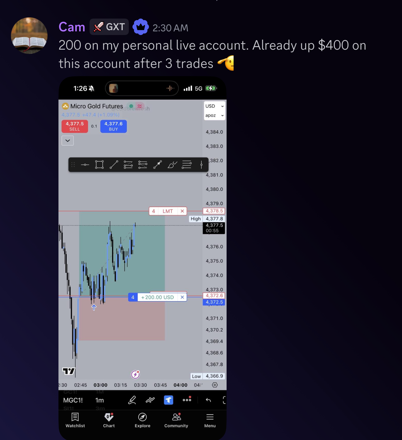 Cam testimonial screenshot