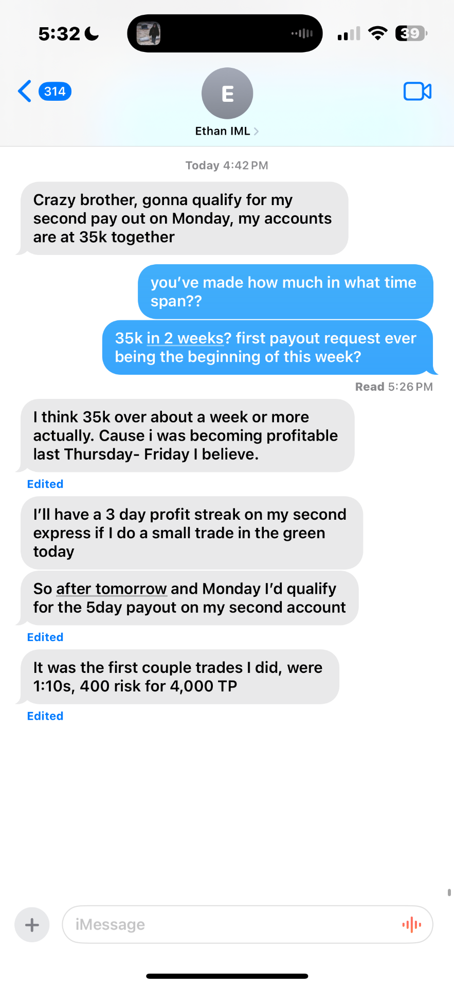 Ethan IML testimonial screenshot