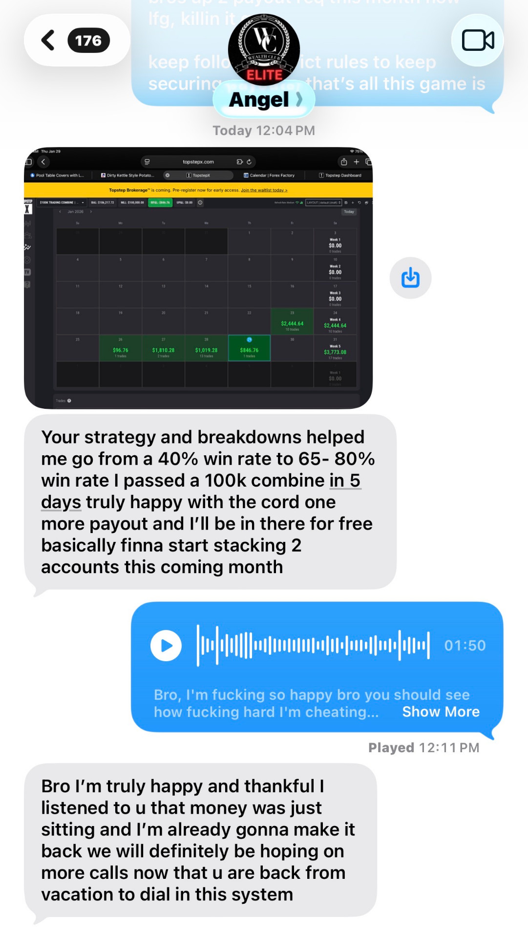 Angel testimonial screenshot